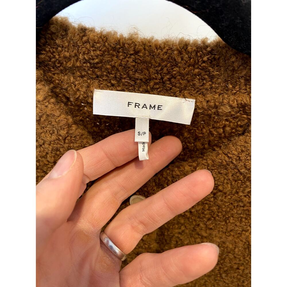 Frame Teddy Patch Pocket Cardigan Sweater - Camel size S small - Picture 3 of 5